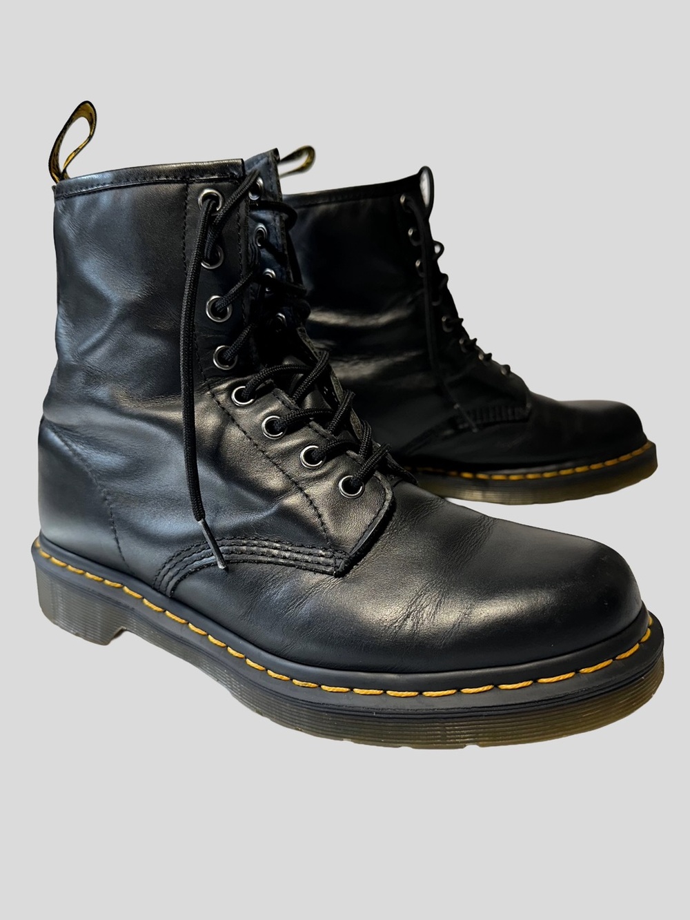 Dr. Martens Vintage Black Leather Streetwear 8 Eye Grunge Combat Boots US 9